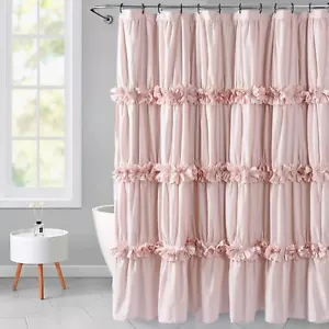 Westbury Country Floral Handcrafted Ruching Chic Ruffled Fabric Shower Curtain - Picture 1 of 3