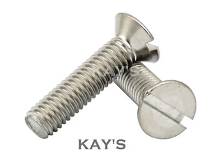 M6 (6mmØ) SLOTTED COUNTERSUNK MACHINE SCREWS A2 STAINLESS STEEL SLOT CSK BOLTS - Picture 1 of 8