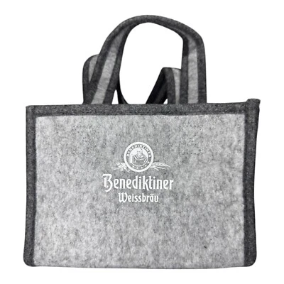 Benediktiner Biertragetasche grau Filz Bottlebag Flaschentragetasche NEU