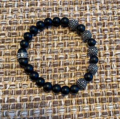 Brand New KING BABY 8MM BLACK ONYX BEAD BRACELET with 5 STINGRAY BEADS (M) - Image 1 of 3