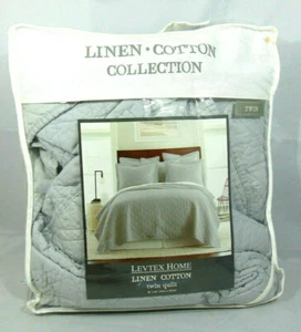 LAVTEX HOME Linen / Cotton Twin Quilt Grey NIP - Picture 1 of 3