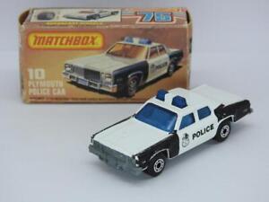 MATCHBOX SUPERFAST BOXED PLYMOUTH GRAN FURY POLICE CAR No.10 IN K BOX 1982