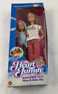 Boneca THE HEART FAMILY BATH TIME FUN MÃE E BEBÊ MENINO 1987 MATTEL 4615 - Imagem 1 de 3