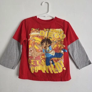 Nick Jr Go Diego Go Long Sleeve Tshirt Boys Size 3T Red And Gray Tee 2011 Y2K  - Picture 1 of 3