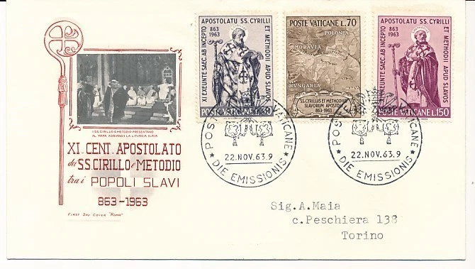 D222563 1100th Anniversary Beginning of Missionary Work FDC Vatican City 1963 - Image 1 of 1