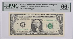 PMG Gem Unc 66 EPQ $1 1977 Philadelphia, PA US Federal Reserve Fr#1909-C *4037 - Picture 1 of 3