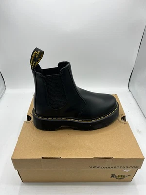 DR. MARTENS V 2976 Quad CHELSEA Boots Polished Smooth Black Women Size 8 NEW - Image 1 of 4