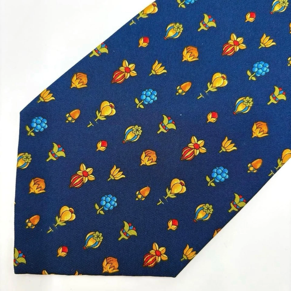 Salvatore Ferragamo Corbata por todas partes patrón Flores 2 auténtico... - Imagen 1 de 4