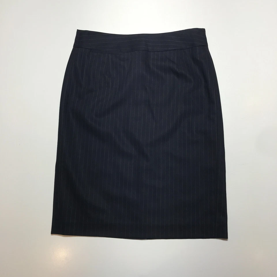 Falda lápiz Anne Klein platino talla 2 para usar en el trabajo mezcla de lana a rayas negra Foto 1 de 4