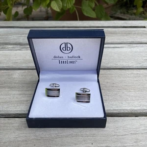 Dolan Bullock Cufflinks D&B 925 Sterling Silver Brushed Silver Elegant NEW Box - Picture 1 of 10