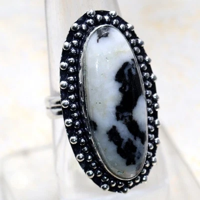 White Buffalo Turquoise 925 Silver Plated Ring Us 9.5 Aesthetic Jewellery JW - Image 1 of 3