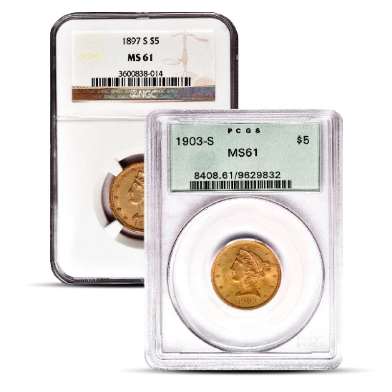 Moneda de media águila de oro Liberty de $5 (MS61, NGC o PCGS) Foto 1 de 1
