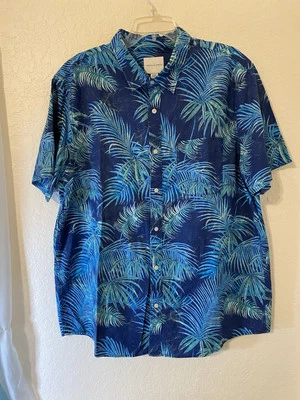 Camisa Hawaiana Con Botones American Eagle Para Hombre Talla XXL Azul Verde Palma Frondas Foto 1 de 4