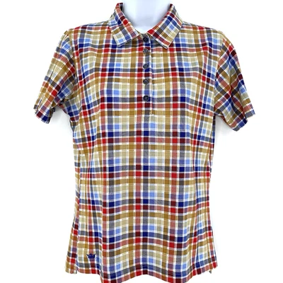 Camisa polo de golf Peter Millar para mujer S rendimiento a cuadros algodón-poliéster 4 botones Foto 1 de 4