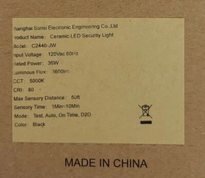 36W LED Security Motion Sensor Outdoor Lights Bright 3600lm 5000K Daylight IP - Picture 1 of 10