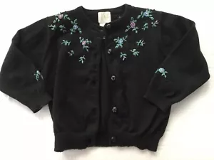 Baby Gap Girls Vintage Cardigan Embroidered Black Sz. 12-24 months Black - Picture 1 of 9