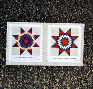 2016USA #5098-5099 25c Star Quilts Presorted First Class - Coil Pair Strip of 2 - Picture 1 of 1