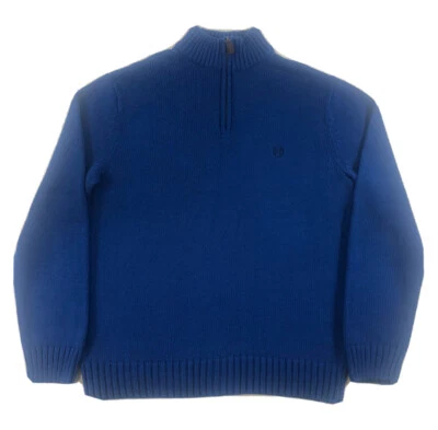 CHAPS Sweater Cable Knit Royal Blue 1/2 Zipper Cotton Ribbed Collar Mens SZ MED - Image 1 of 4