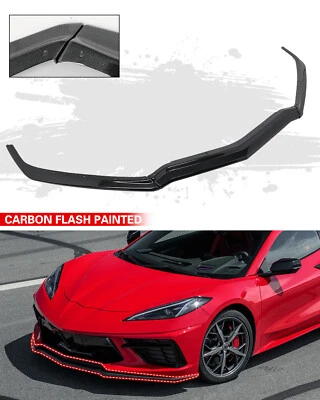 Flash de carbono para Chevrolet Corvette C8 2020-2024 parachoques delantero divisor de labios nuevo Foto 1 de 4
