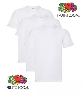 3 Fruit Of The Loom Super Premium Plain Cotton Heavyweight WHITE T-Shirts - Picture 1 of 1