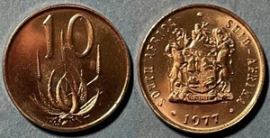 South Africa 1977 10 Cents Aloe plant KM-85 Nickel BUNC #91 - US Seller - Picture 1 of 1