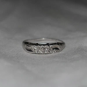 Vintage 14k White Gold Wedding Band Ring Sz 6 Feature Lock Stackable - Picture 1 of 19