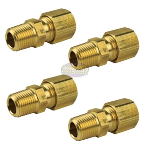 1/4" x 1/8" Compression x Male NPT Adapter Pipe Fitting Tube Connector 4 Pack - Picture 1 of 6