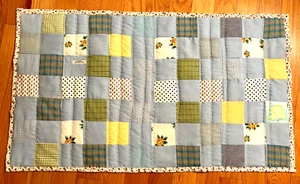 Quilted Baby Blanket, patched squares decorative machine stiched, 22.5x 38.5 new - Picture 1 of 9