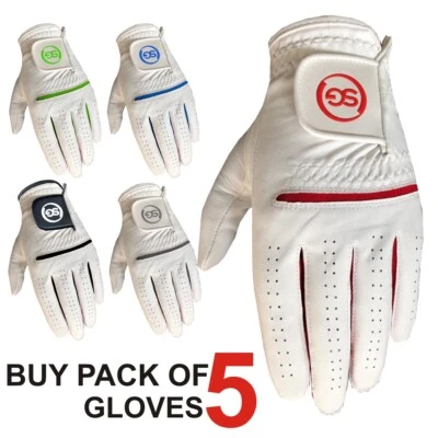 5 Pack SG Men All weather Golf Gloves leather palm patch n thumb - Image 1 of 4