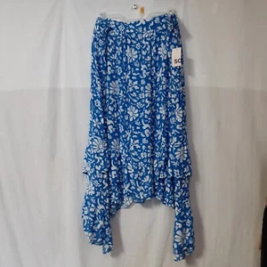 SO Womens Smocked High Low Midi Skirt Blue/White 3X NWT - Picture 1 of 3