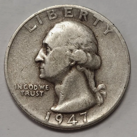 1947-S Washington Silver Quarter in Lower Grade Condition Great Filler Coin Cover