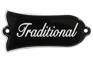 Engraved "Traditional" Truss Rod Cover for Gibson Les Paul Guitars 2ply B/W - Picture 1 of 2