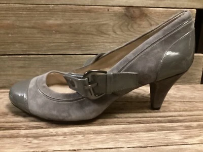 Zapatos de salón Alex Marie grises talla 9,5 M ~ ancho medio imitación gamuza/patente Foto 1 de 4