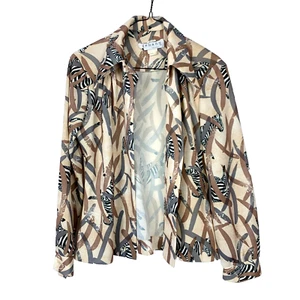 Vintage 60s D Lang Zebra Safari Rad Union Made Button Up Shirt Bust 36" - Picture 1 of 5