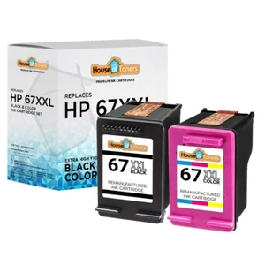 2PK Compatible With HP 67 HP 67XXL 67XL Black Color Ink Deskjet 2725 ENVY 6055 - Picture 1 of 2
