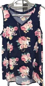 NWT New Release LuLaRoe Small Navy Pink Yellow Green White Floral KRISTINA Tank - Picture 1 of 7