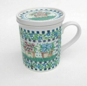 Papel Giftware Large Floral Garden Mug with Lid Coaster EUC - Picture 1 of 8