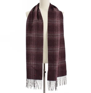 Kiton NWT Plaid Scarf One Size Burgundy/Gray/Green 100% Cashmere Made in Italy - Picture 1 of 7