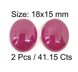 Par de brillo de 41,15 quilates tamaño ovalado rubí 18x15 mm superficie limpia piedra5006 de alta calidad - Imagen 1 de 4
