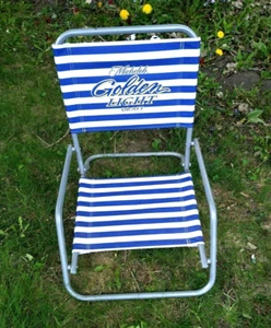 Michelob Golden Lite Bier Strandkorb klappbar Picknick blau Streifen Schwimmen Vintage - Bild 1 von 7