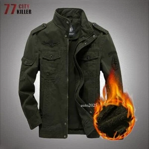 Military Fleece Jackets Men Winter Warm Cargo Coats Casual Tactical Outwear - Picture 1 of 30
