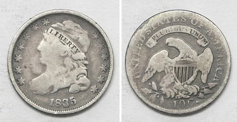 X4810  1835 Capped Bust Dime 10c, VG/G Cover