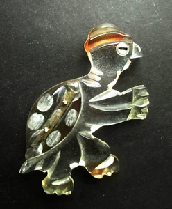 VINTAGE 1940ER DISNEY'S TOBY SCHILDKRÖTE RÜCKWÄRTS GESCHNITZTE LUCITE BROSCHE - USA - Bild 1 von 4