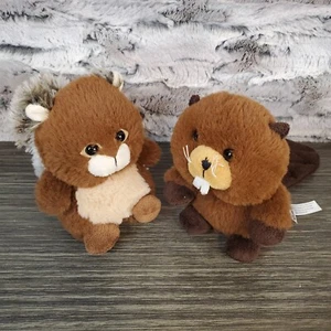 Lote de mini peluches Ganz - castor y ardilla marrón 5,5" peluches usados en excelente estado  - Imagen 1 de 5