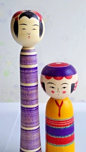 2 hermosas muñecas kokeshi hechas por artesanos Hideyuki sato y Yoshikazu Takahashi - Imagen 1 de 24