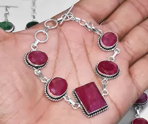 Ruby Gemstone Handmade Bracelet Jewelry for Gift FP-51 - Picture 1 of 3