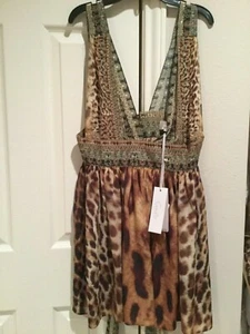 Neu CAMILLA FRANKS SEIDE SWAROVSKI LEOPARDENMUSTER KLEID Überwurf Neu mit Etikett - Bild 1 von 5