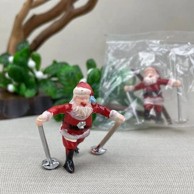 Santa on Skis Vintage Plastic Christmas Cake Topper Skiing - Image 1 of 4