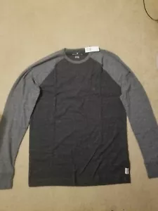 Neu mit Etikett American Eagle langärmliges Colorblock Rundhalsausschnitt T-Shirt grau MT - Bild 1 von 1