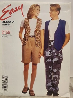 McCalls PATTERN 2169 Unisex VEST PANTS SHORTS Easy UNCUT Size XL-XXL - Image 1 of 2